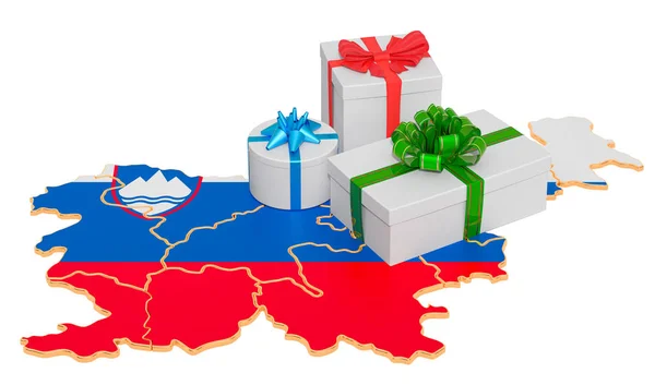 Cadeaudoosjes op de Sloveense kaart — Stockfoto