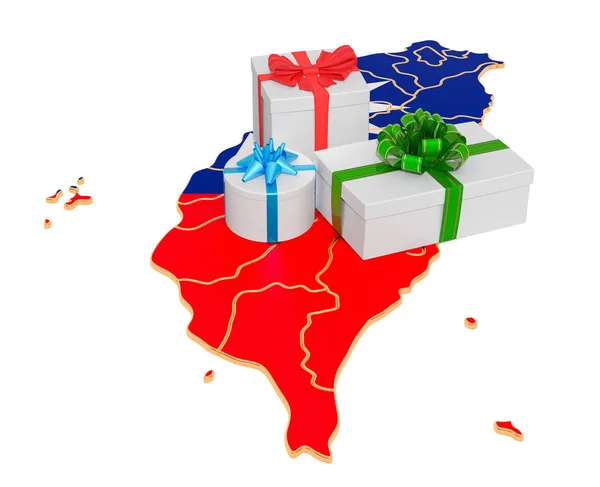 Gift boxes on the Thai map — Stock Photo, Image
