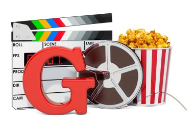 Genel izleyici kitlesi, film değerlendirme sistemi konsepti. 3d renderin