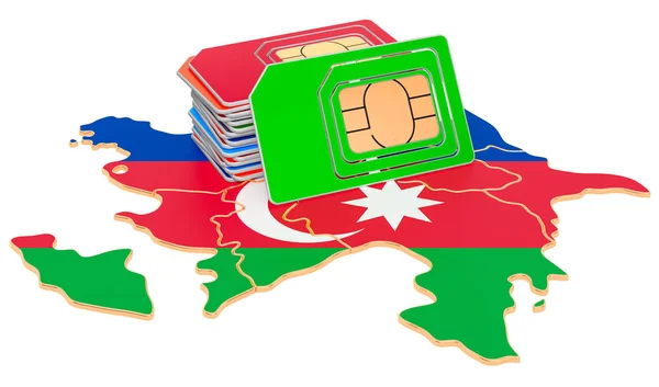 Sim kártyák az azerbajdzsáni térképen — Stock Fotó