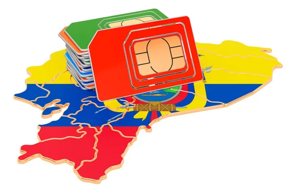 에콰도르 지도에 있는 SIM 카드 — 스톡 사진
