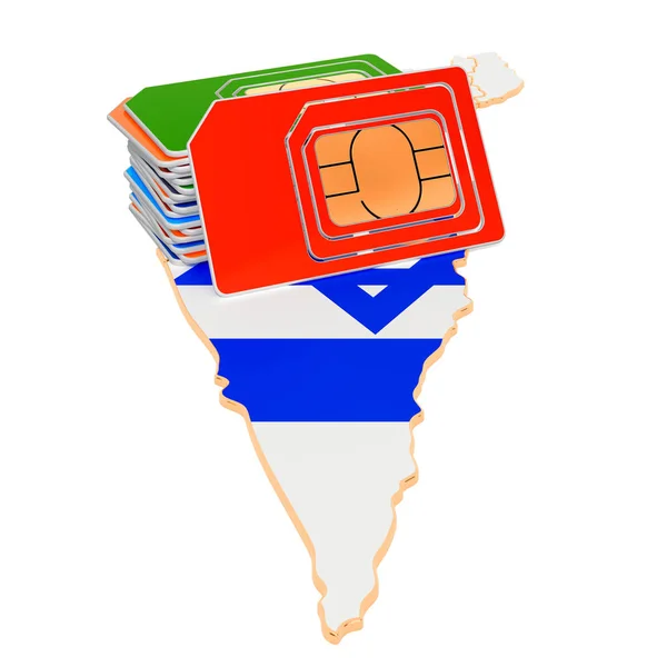 Sim karty na izraelské mapě — Stock fotografie