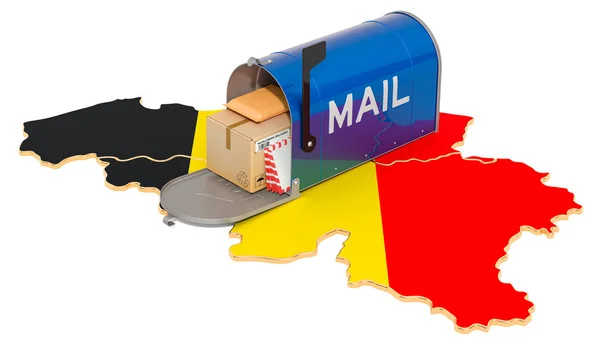 比利时地图上的信箱 — 图库照片