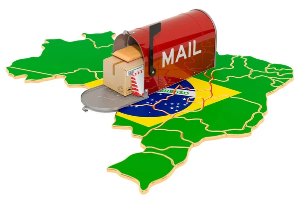 Caixa postal no mapa brasileiro — Fotografia de Stock