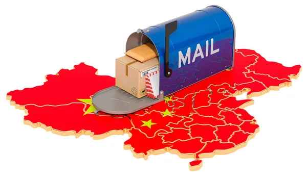Çin haritasında posta kutusu — Stok fotoğraf