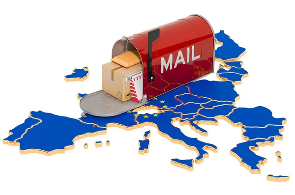 Briefkasten auf der Karte der Europäischen Union — Stockfoto