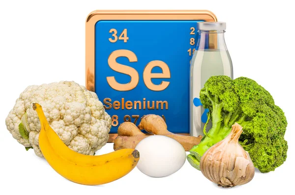 Foods Highest in Selenium, 3D rendering — Stock Photo, Image