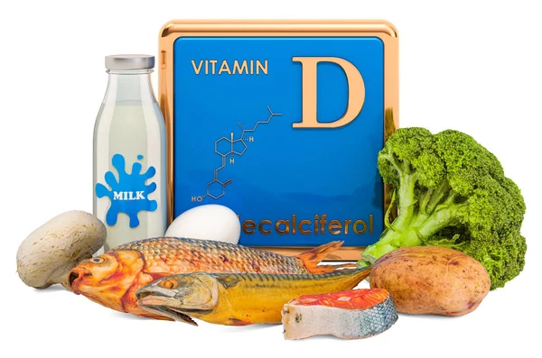 D vitamini açısından en yüksek gıdalar, 3D görüntüleme — Stok fotoğraf