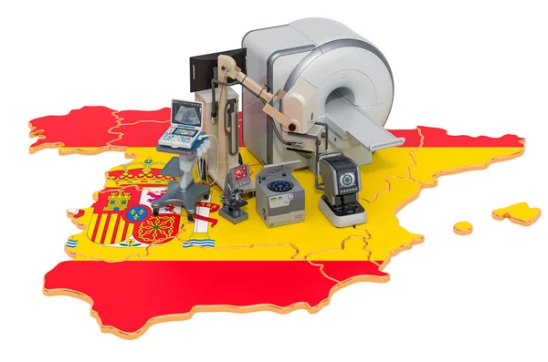 Diagnóstico e investigación médica en España, representación 3D — Foto de Stock
