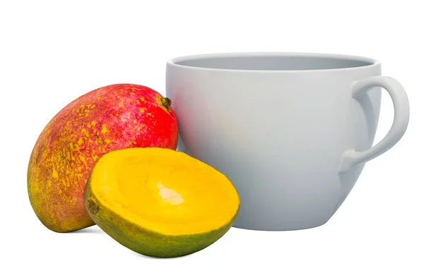 Varm mango drink med frisk mango, 3D rendering - Stock-foto