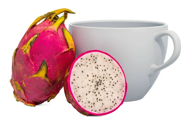 Bebida pitaya quente com frutas frescas do dragão, renderização 3D — Fotografia de Stock