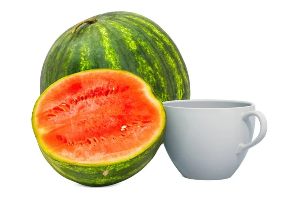 Warm watermelon drink with fresh watermelon, 3D rendering — Stock Photo, Image