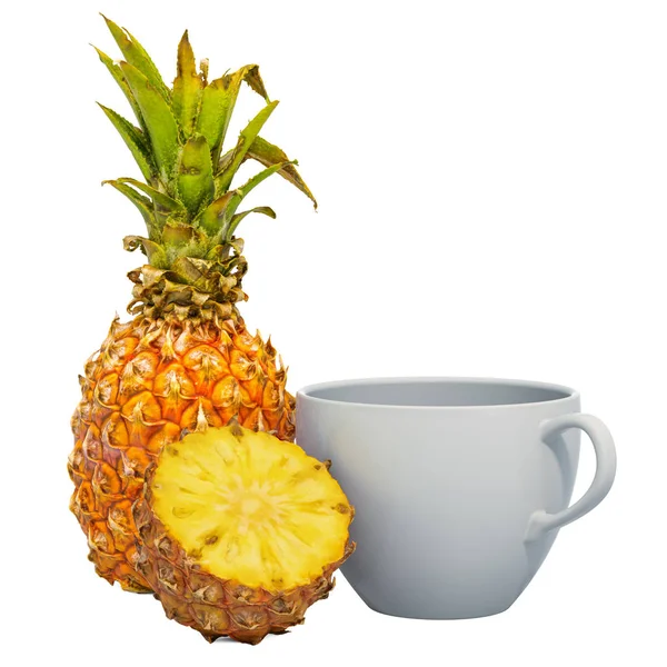 Теплый ананасовый напиток со свежим ананасом, 3D рендеринг — стоковое фото