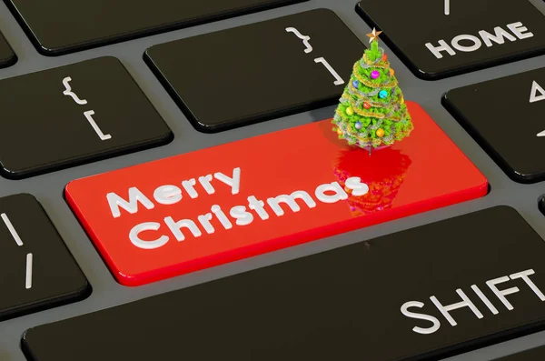 Весела кнопка різдвяної клавіатури, 3D візуалізація — стокове фото