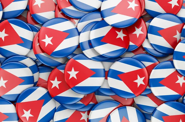 Distintivos com bandeira de Cuba, renderização 3D — Fotografia de Stock