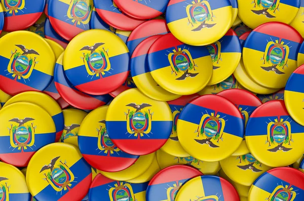 Jelvények Ecuador zászlajával, 3D-s renderelés — Stock Fotó