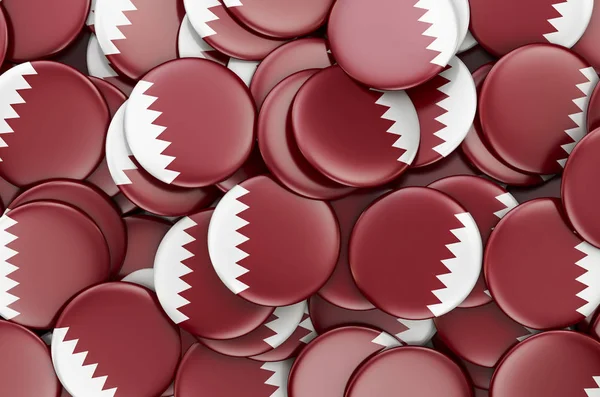 Distintivi con bandiera del Qatar, rendering 3D — Foto Stock