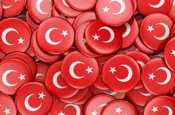 Badges avec drapeau de Turquie, rendu 3D — Photo