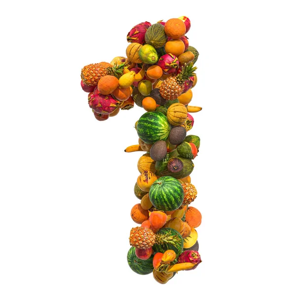 Número 1 de frutas, renderizado 3D —  Fotos de Stock