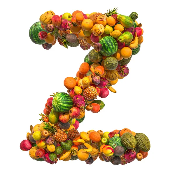 Lettre Z, police des fruits. rendu 3D — Photo