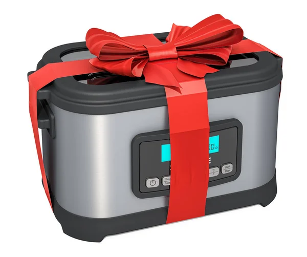 Sous vide machine with red ribbon and bow. Gift concept — Stock Photo, Image