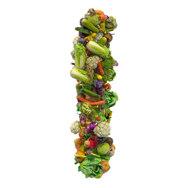 I. betű, zöldség betűtípus. 3D-s renderelés — Stock Fotó