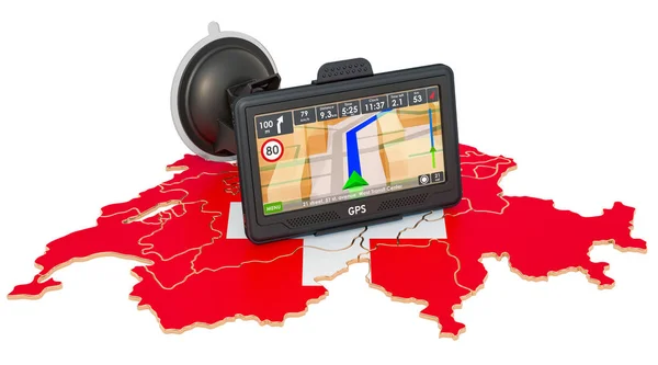 Navegación GPS en Suiza, renderizado 3D —  Fotos de Stock