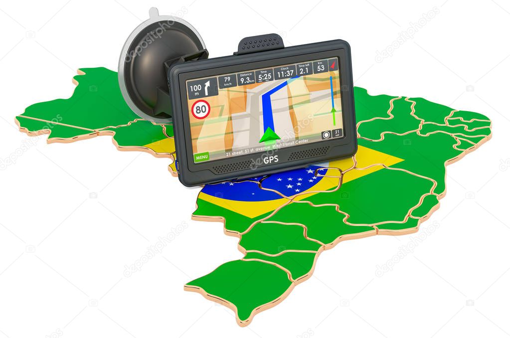 GPS navigation in Brazil, 3D rendering