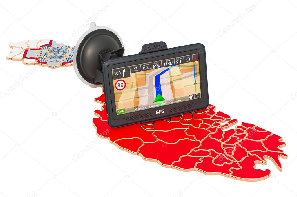 GPS navigation in Malta, 3D rendering