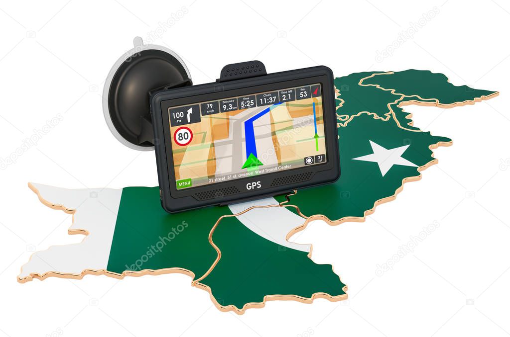 GPS navigation in Pakistan, 3D rendering