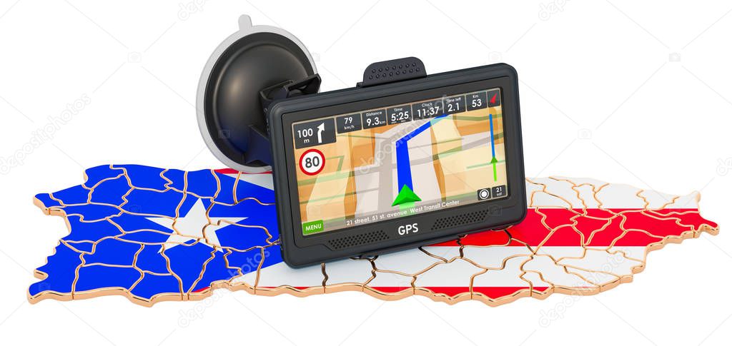 GPS navigation in Puerto Rico, 3D rendering