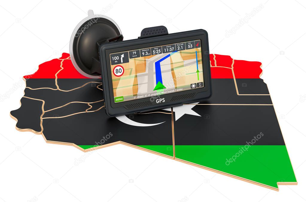 GPS navigation in Libya, 3D rendering