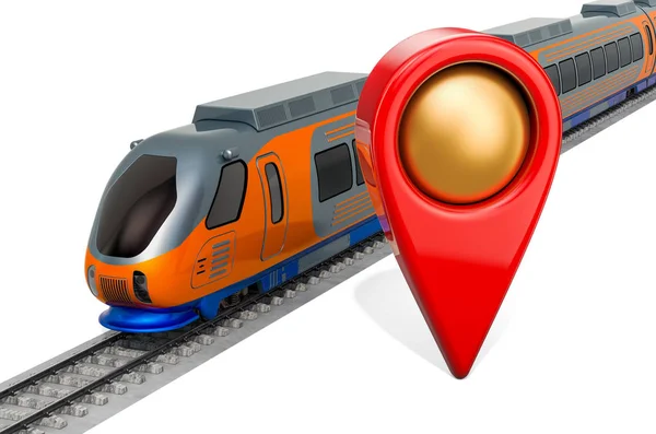 Train station location concept. Map pointer with train — Stock Photo, Image