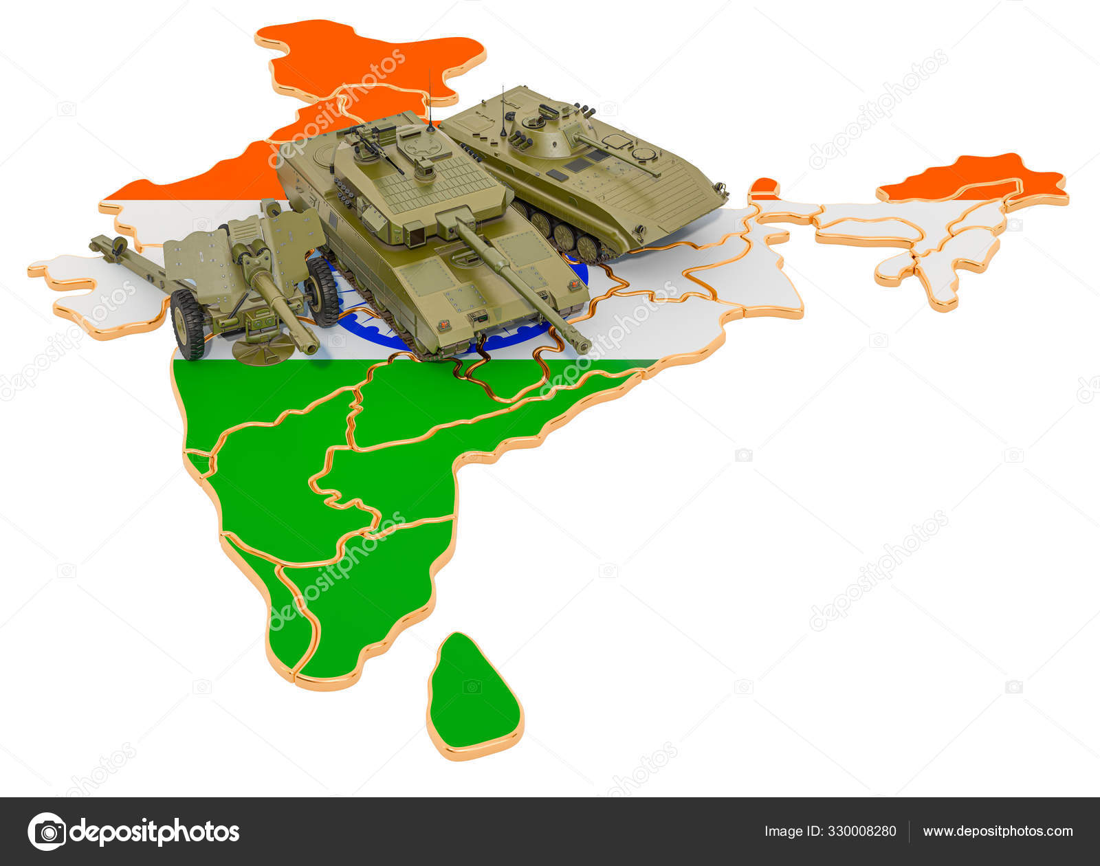 Combat vehicles on Indian map Stock Photo by ©alexlmx 330008280