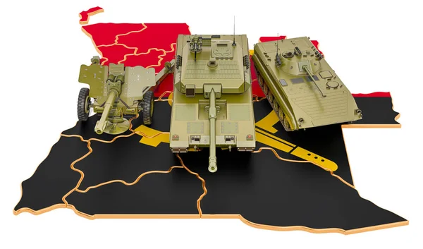 Боевые машины на карте Анголы — стоковое фото