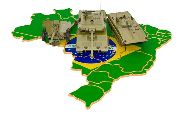 Bojová vozidla na brazilské mapě — Stock fotografie
