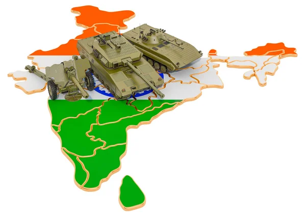 Bojová vozidla na indické mapě — Stock fotografie