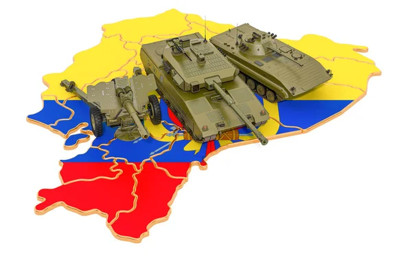 厄瓜多尔地图上的战斗车辆 — 图库照片