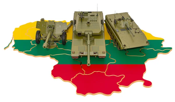 Kampffahrzeuge auf der litauischen Karte — Stockfoto