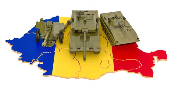 Kampffahrzeuge auf rumänischer Karte — Stockfoto