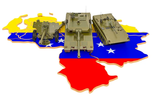 委内瑞拉地图上的战斗车辆 — 图库照片