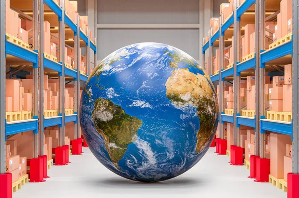 Global pengiriman dan pengiriman konsep, Earth Globe — Stok Foto