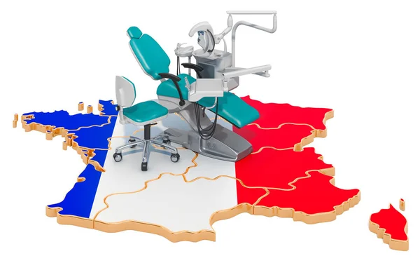 Koncepcja stomatologii we Francji, renderowanie 3d — Zdjęcie stockowe