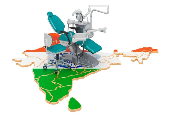 Zubní lékařství v Indii koncept, 3D vykreslování — Stock fotografie