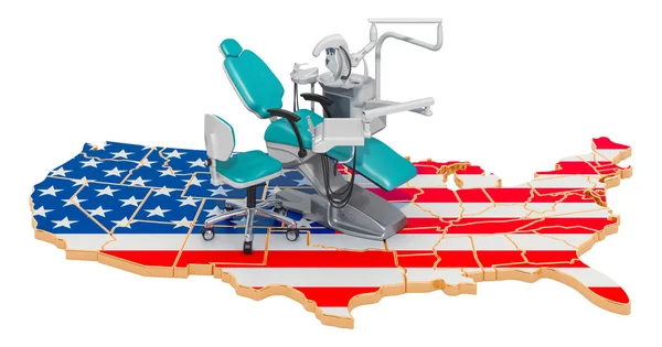 Zubní lékařství v pojetí Spojených států, 3D vykreslování — Stock fotografie