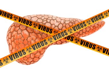 Pankreas virüsü konsepti. 3d oluşturma