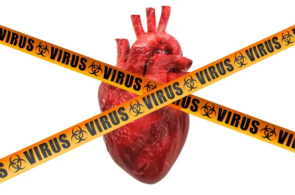 Heart viruses concept, 3D rendering