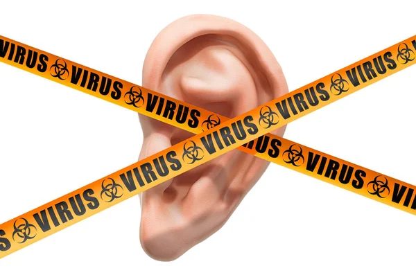 Human ear viruses concept, 3D rendering — 스톡 사진
