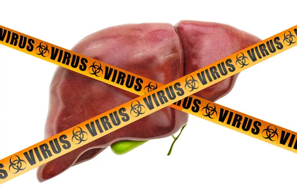 Conceito de vírus hepáticos, renderização 3D — Fotografia de Stock