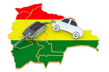 Bolivya konseptinde indirimli veya kiralık araba, 3D görüntüleme